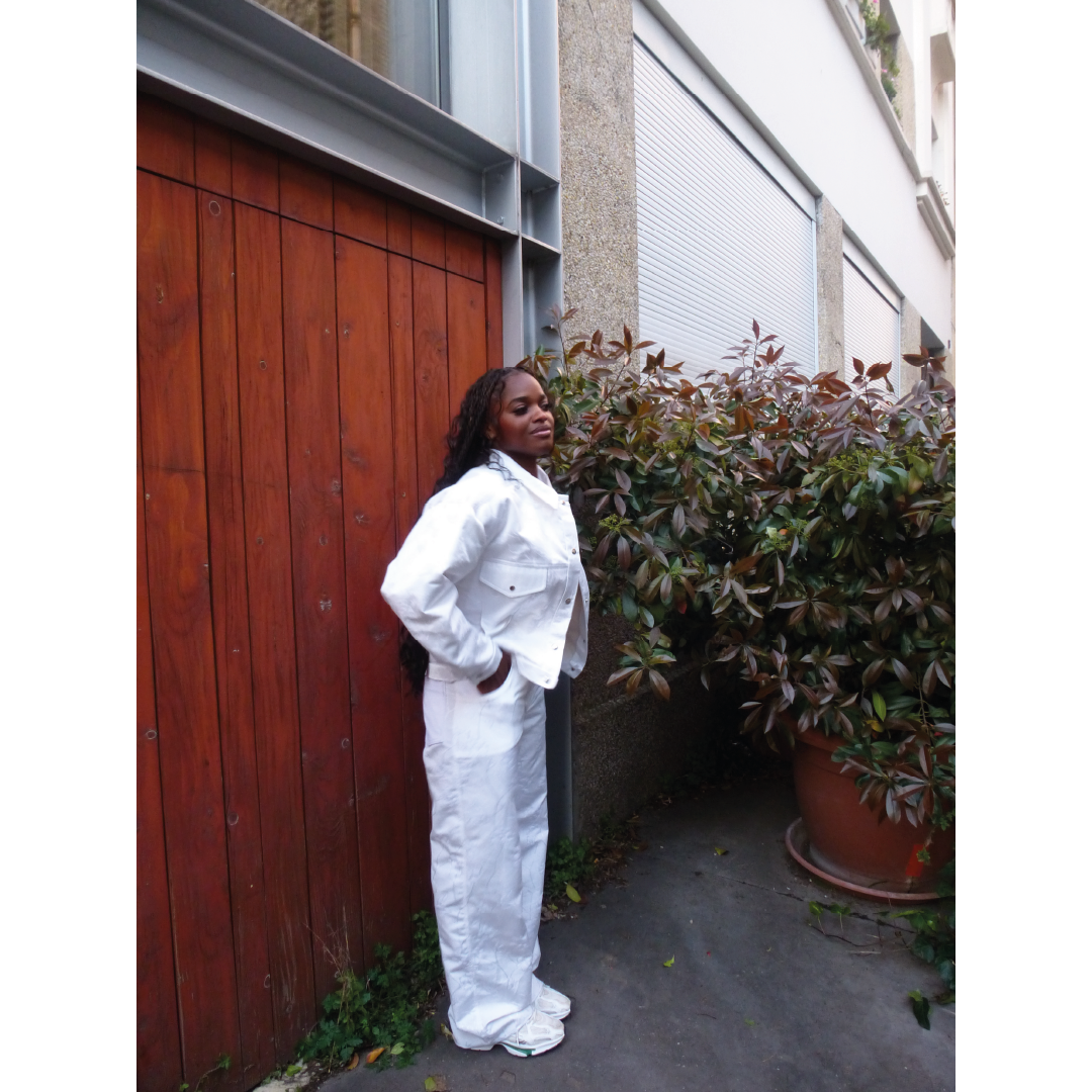 Pantalon léger en jacquard blanc imprimé fleurs Pièce Unique