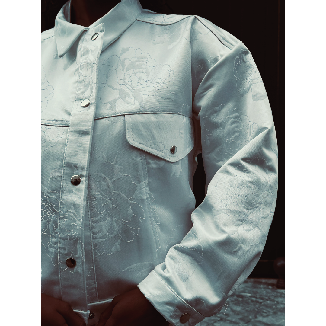 Veste trucker en jacquard blanc Pièce Unique