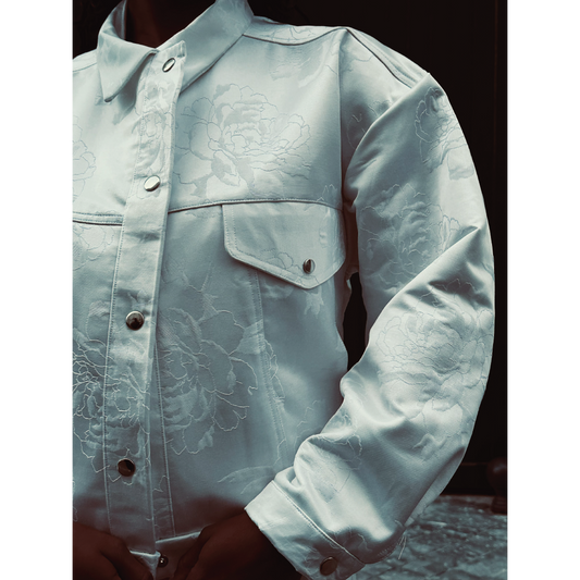 Veste trucker en jacquard blanc Pièce Unique