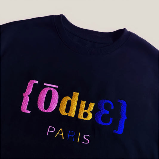 Sweat noir odr3 paris broderie tricolore